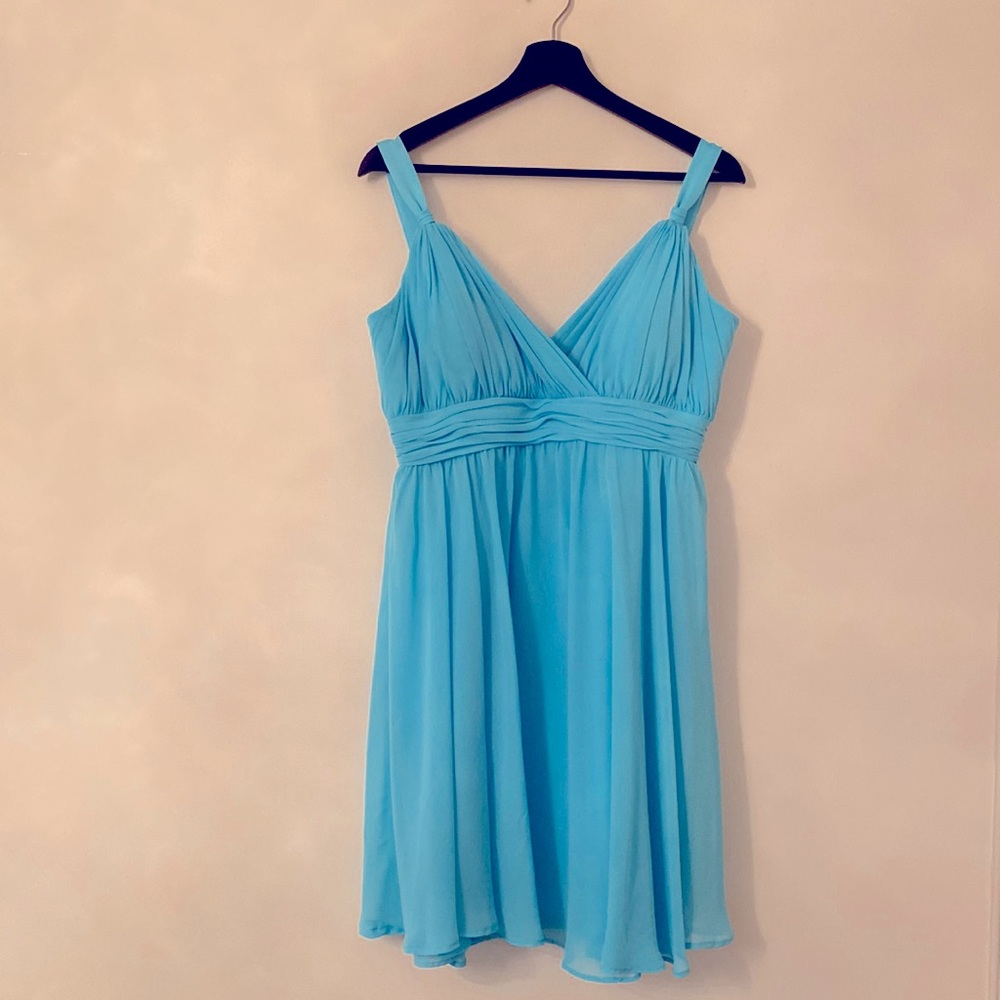 B2 Aqua Blue Chiffon Bridesmaid Dress